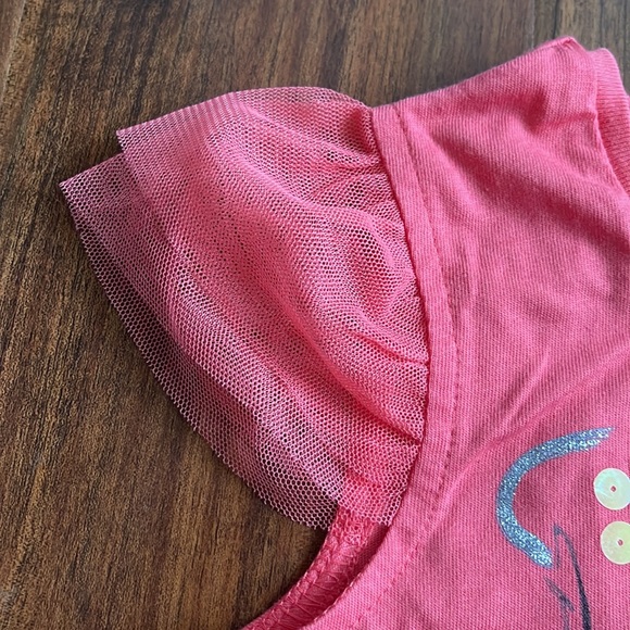 American Girl “Isabelle” Coral Ballerina Sequin Asymmetrical Top - Picture 5 of 7